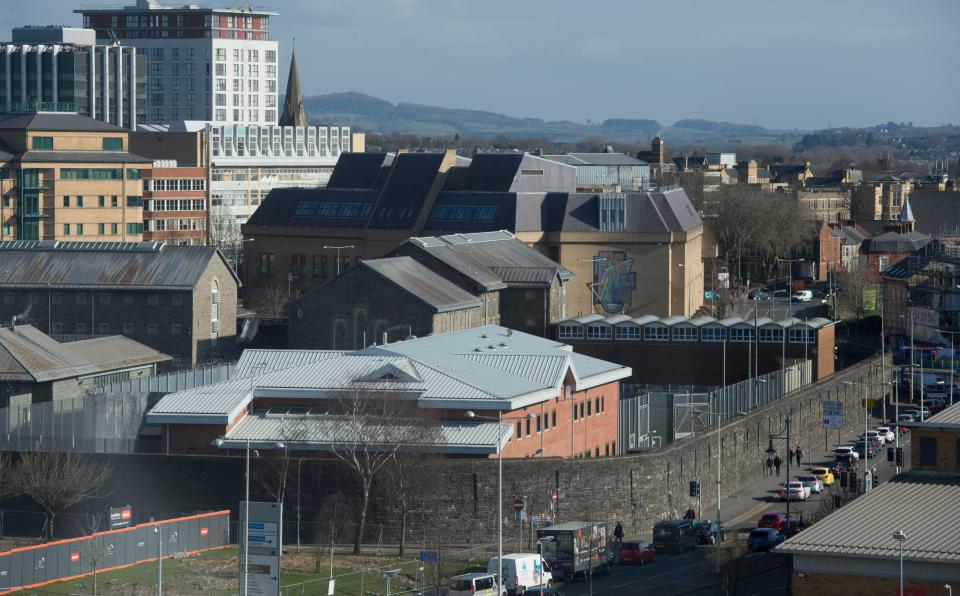 Aerial view of Cardiff Prison in Cardiff, south Wales.