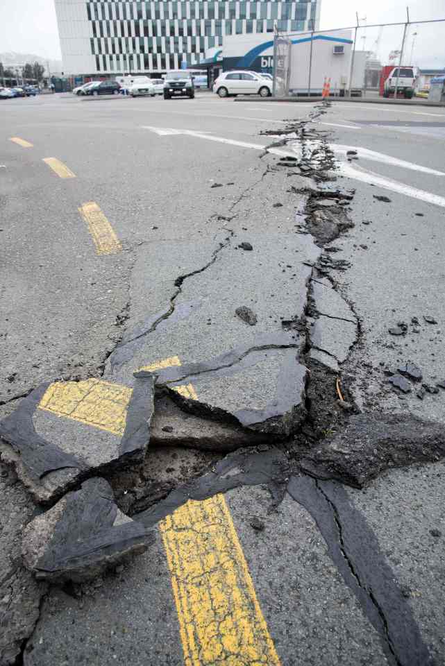  Damage to the road on the Wellington water front after a 7.8 earthquake centred in the South Island