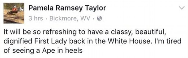  Taylor was slammed after writing this status on social media