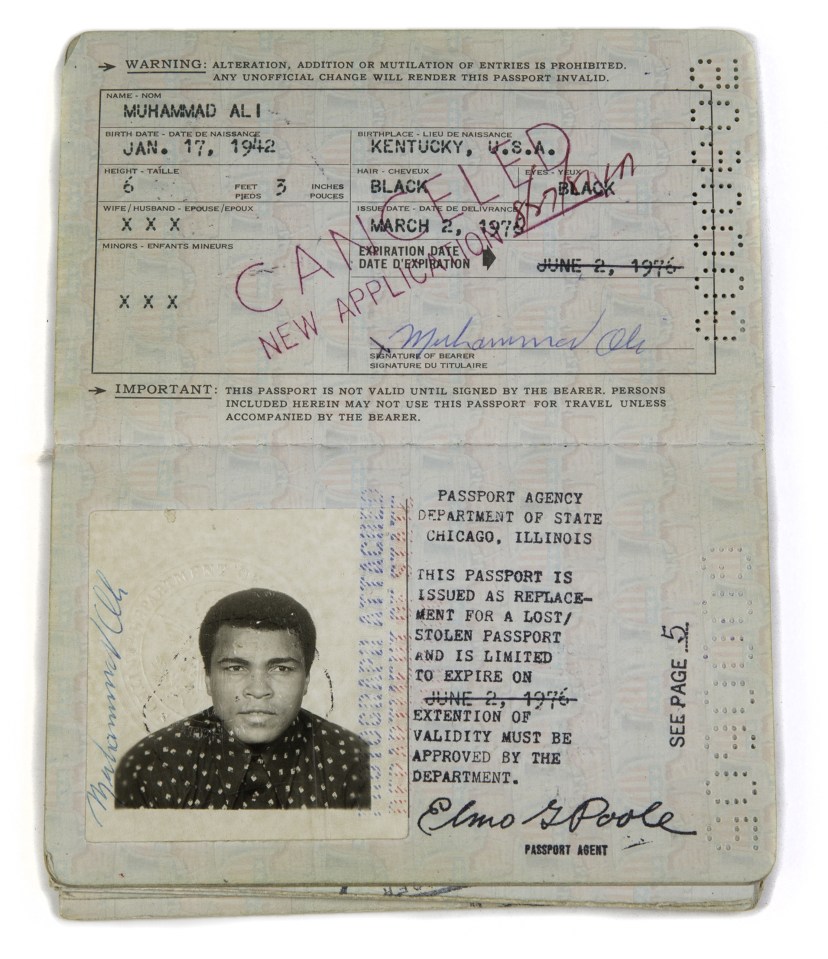  This is Muhammad Ali's passport dated from 1976-1981