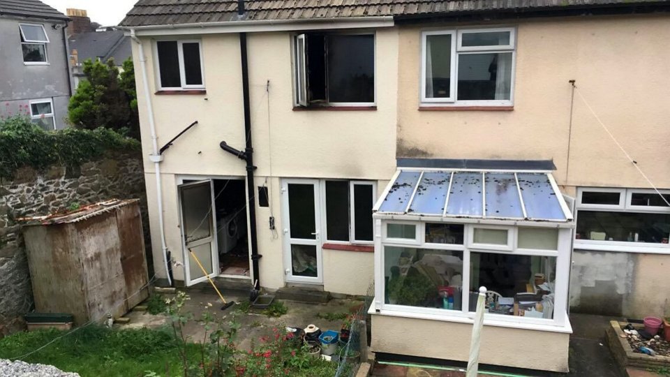  The scene of the fire in Sussex Place, Plymouth where the 76-year-old died