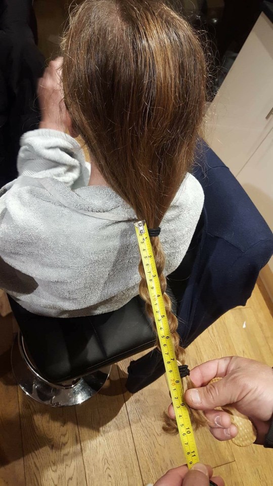  His mum Alisha chopped ten inches off his plaited hair, which he donated to a charity making wigs for child cancer patients