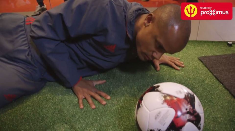  City skipper Vincent Kompany eyes up a ball during the vid which has gone viral