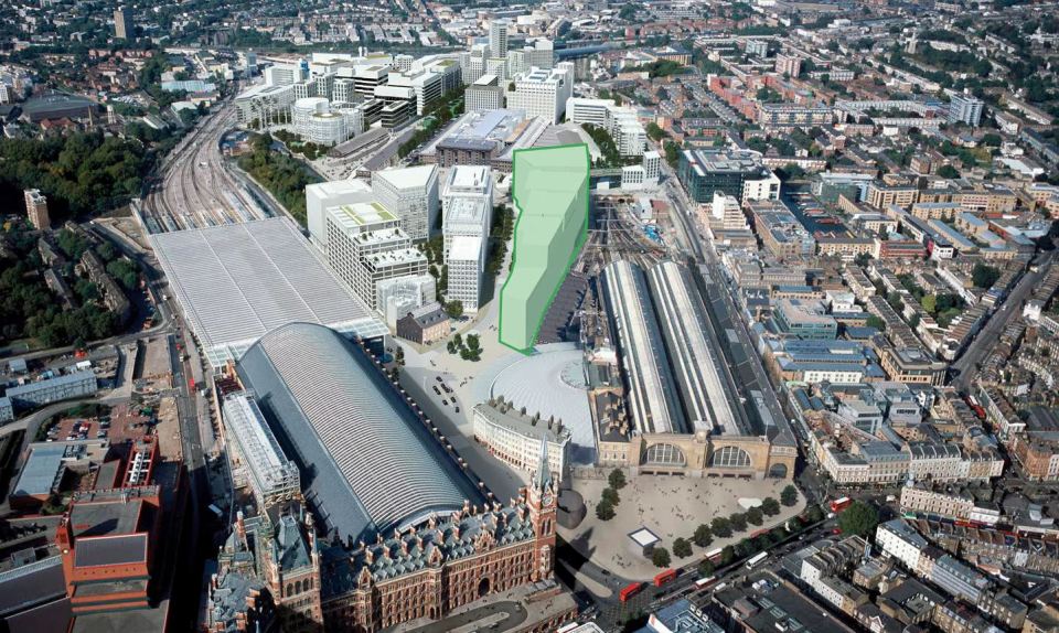  An aerial view of Google's new HQ between St Pancras and King's Cross train stations