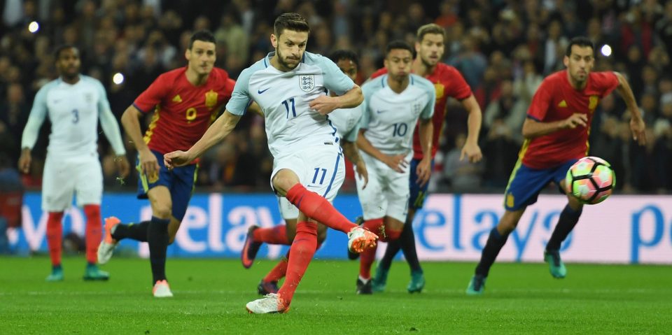  Lallana nets from the spot in the friendly win over Spain