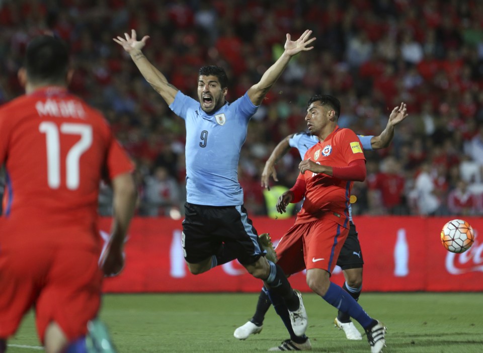  Suarez and his Uruguay team-mates were involved in a hot-tempered clash with Chile