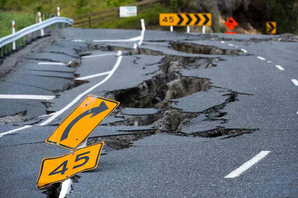  Nor was damage restricted to the shoreline. Roads were destroyed by the monster quake earlier this week