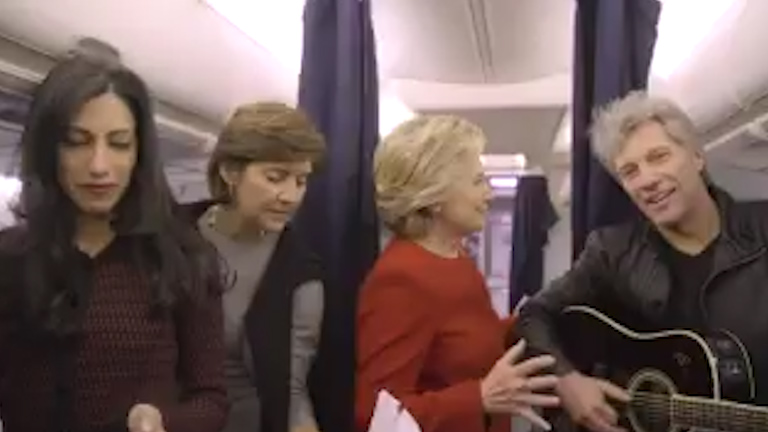  On Election Day, Hillary Clinton goes viral in jet with Jon Bon Jovi