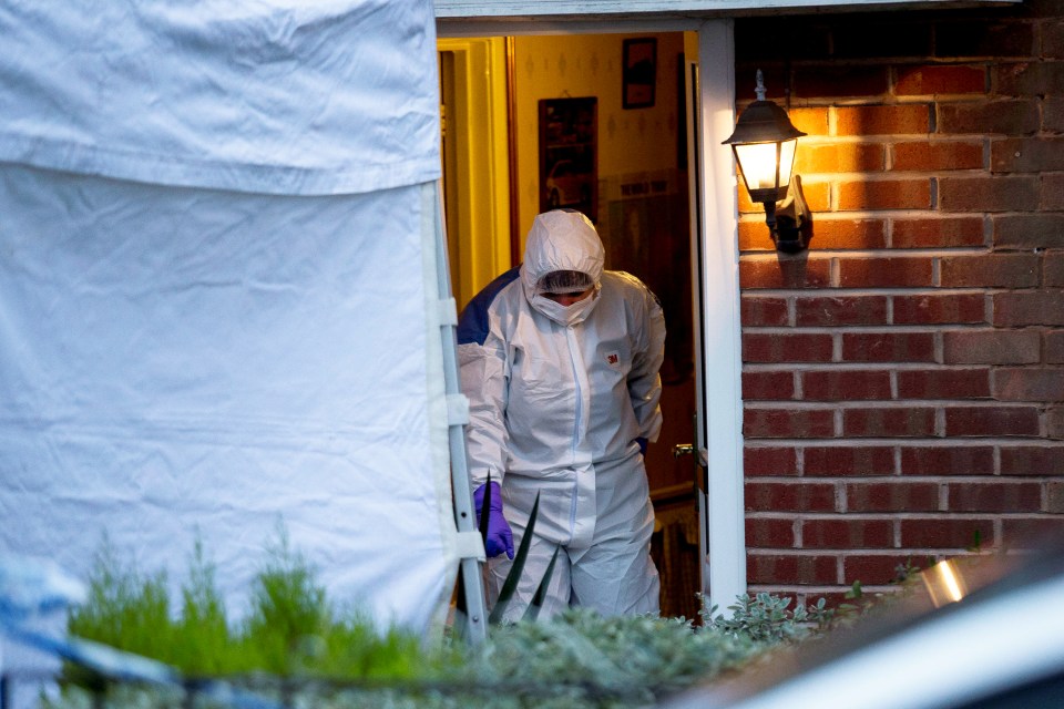  Forensics officers search at the murder scene in the Ketley Bank area of Telford today