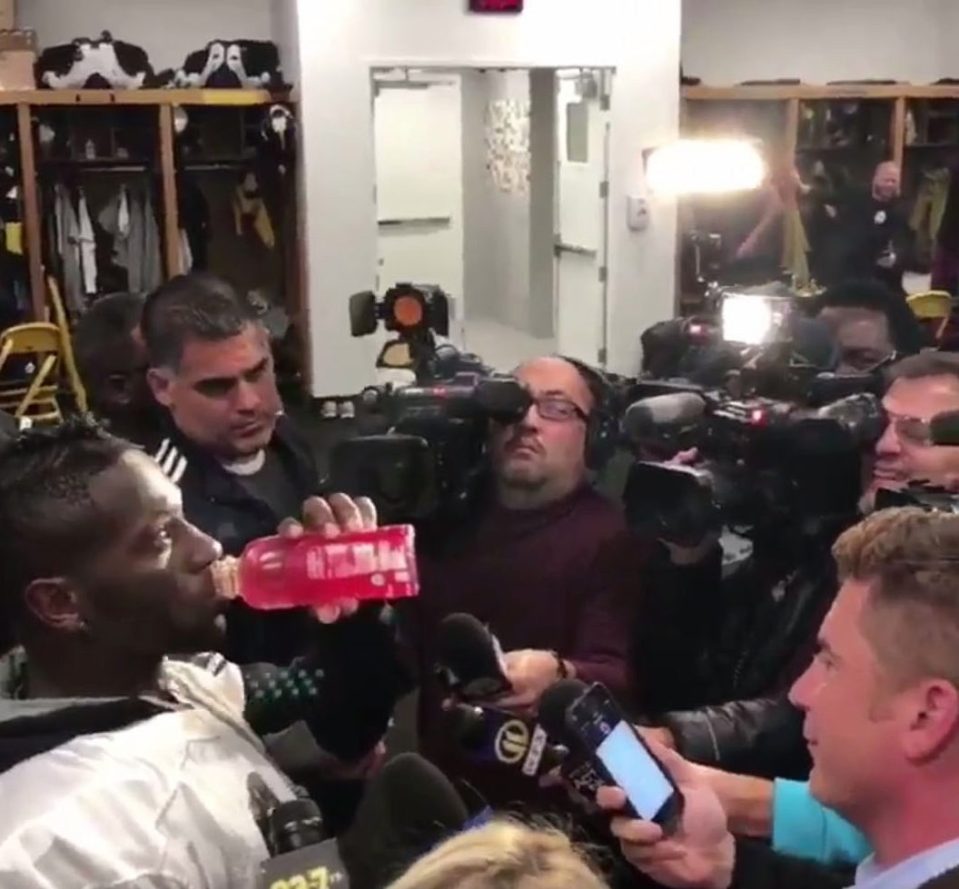  NFL team the Pittsburgh Steelers get in on act with media scrum