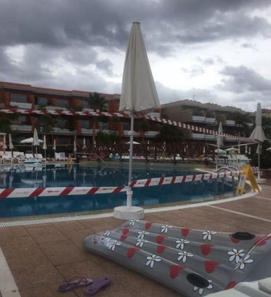  The pool has been taped off after the poo bug scare