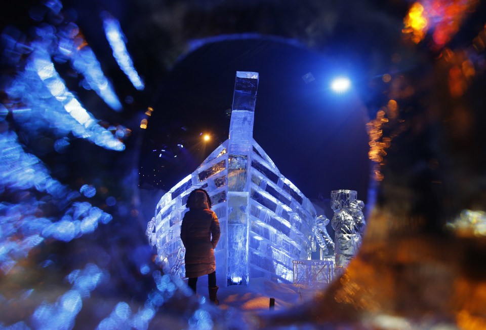  A boat carved from ice is just once of the sights that greets visitors to the Ice Kingdom