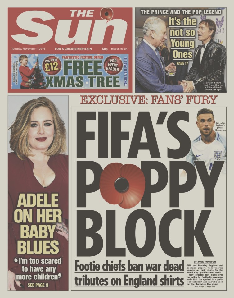  The Sun's front page as the story broke