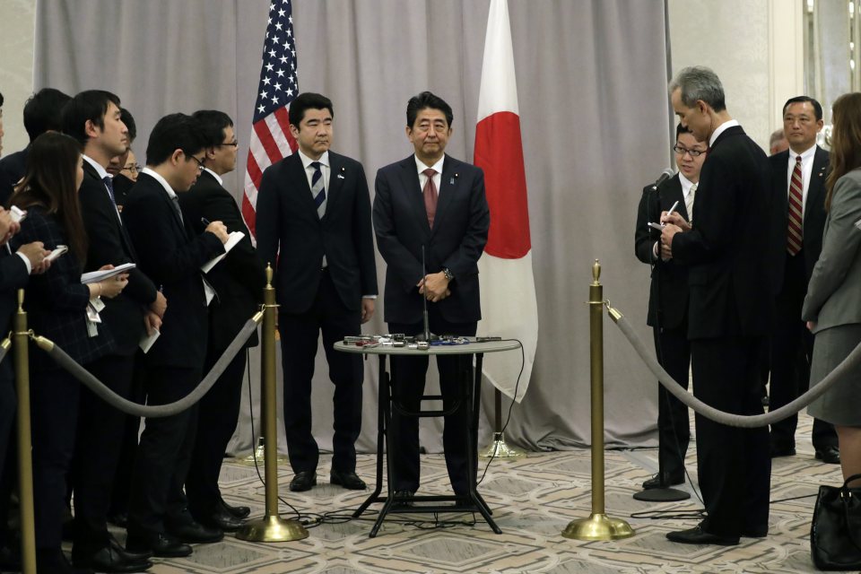  At a later press conference, Abe said Trump was a man he could work with