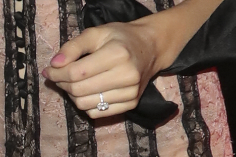  She showed off her huge diamond engagement ring