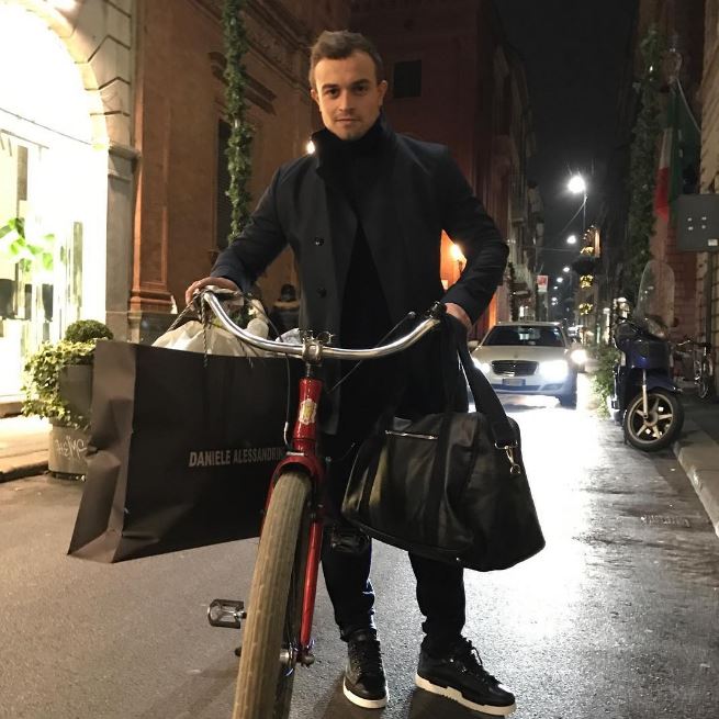  Stoke player Shaqiri enjoys some shopping back from international duty