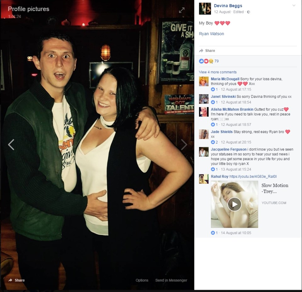  Tributes poured in for Ryan Watson, who was expecting a baby with his girlfriend Devina