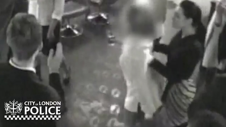  This is the shocking moment Lauren Gritz grabs her victim who accidentally bumped into her on the dancefloor