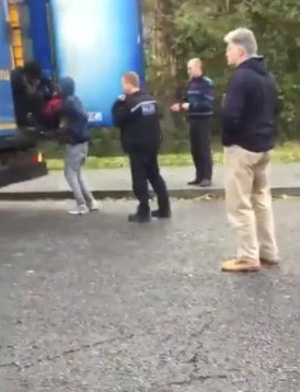  Suspected migrants were captured jumping off the back of a lorry in Ashford, Kent