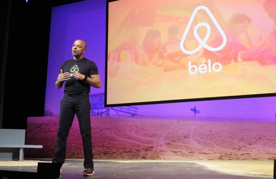  CMO, Airbnb, Jonathan Mildenhall speaks onstage during Community Driven Business & Brand at The Los Angeles Theatre during Airbnb Open LA