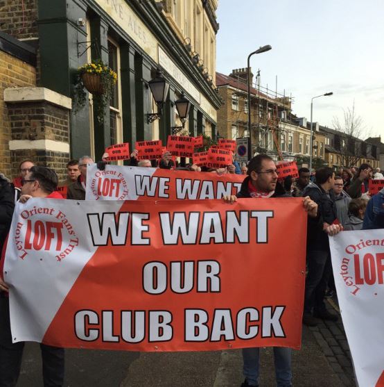  Fans from both troubled clubs marched from a pub in Leyton towards the ground