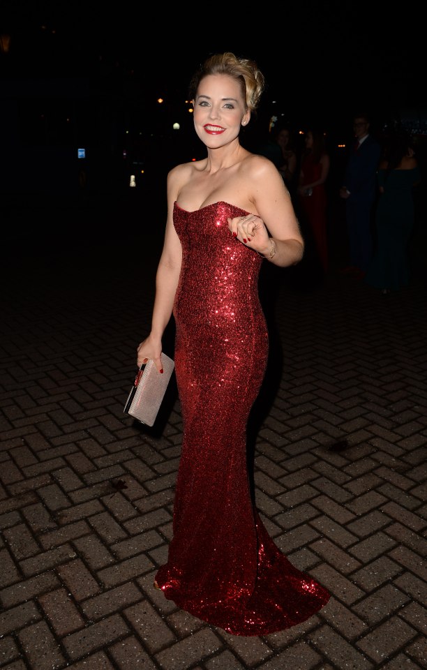  Steph Waring went for a strapless red sequinned gown