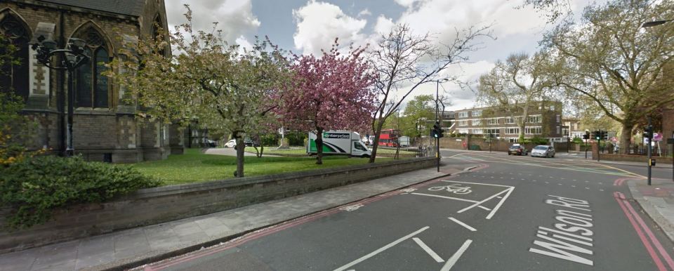  A street view of St Giles Church in Camberwell near to where the man was stabbed