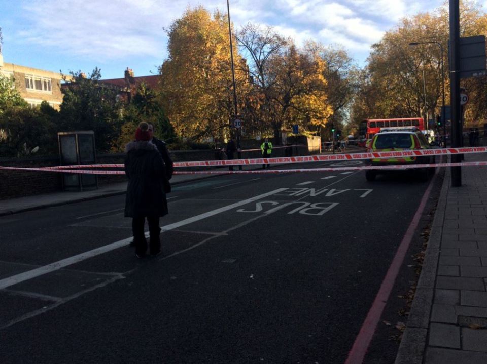  Police have cordoned off the scene after the stabbing in South London this morning