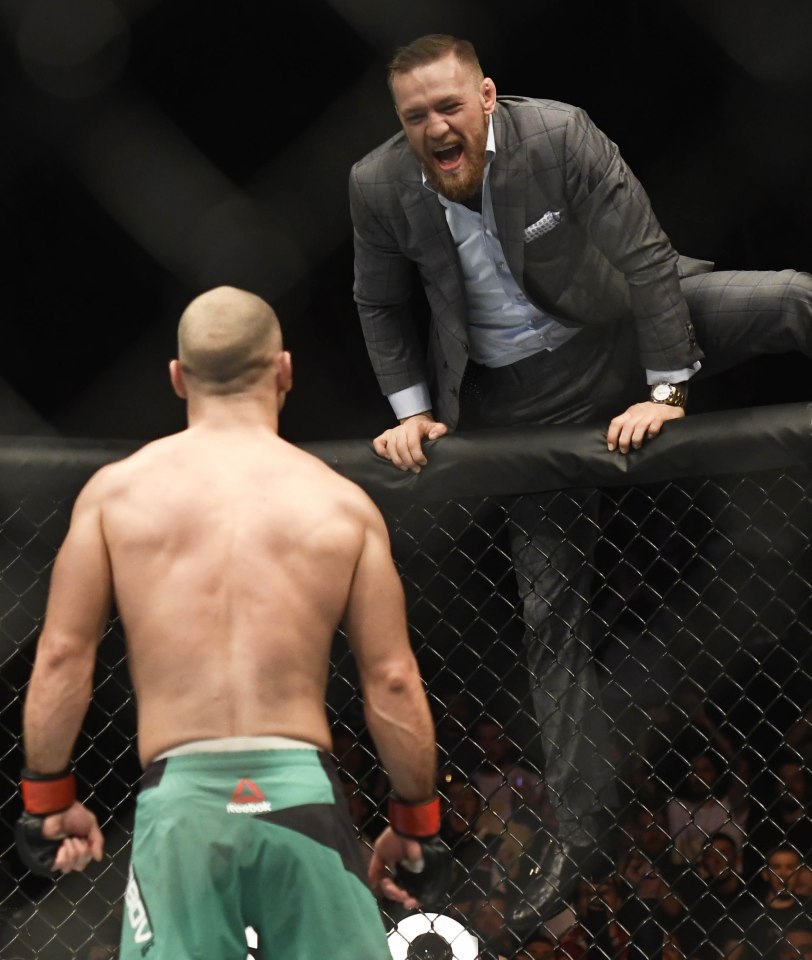  Conor McGregor cheers on Artem Lobov during his victory against Teruto Ishihara