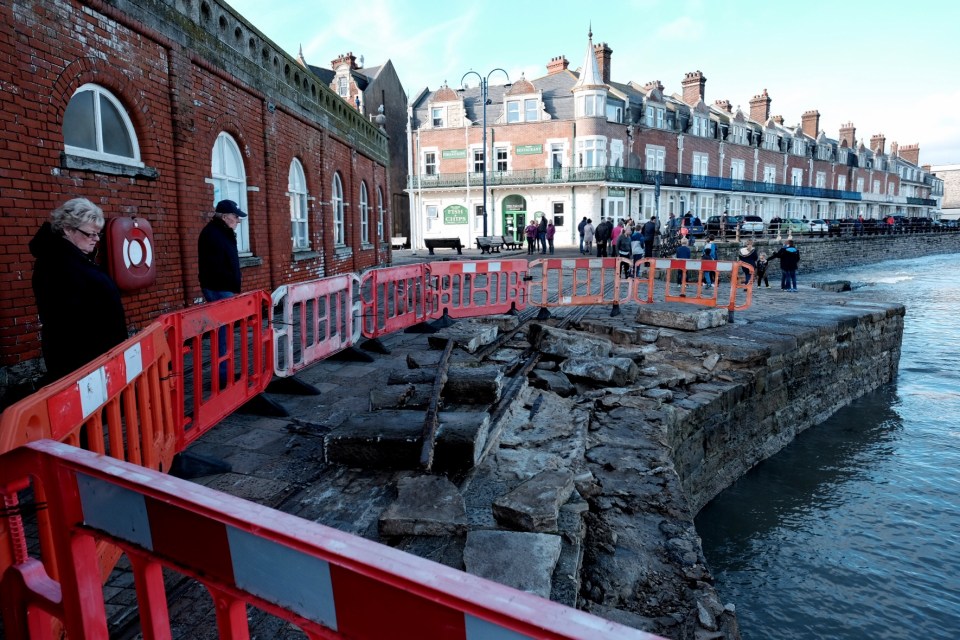  Damage from storm Angus on Swanage seafront, Dorset