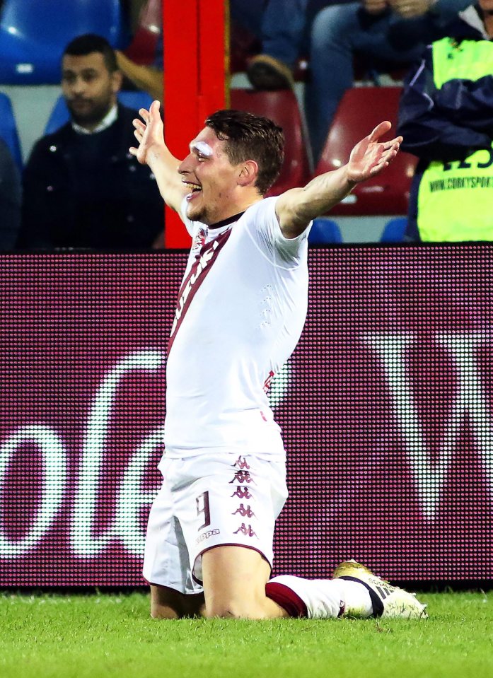 epa05639722 Torino's Andrea Belotti celebrates after scoring the 1-0 lead during the Italian Serie A soccer match between FC Crotone and Torino FC at Ezio Scida stadium in Crotone, Italy, 20 November 2016. EPA/ALBANO ANGILLETTA