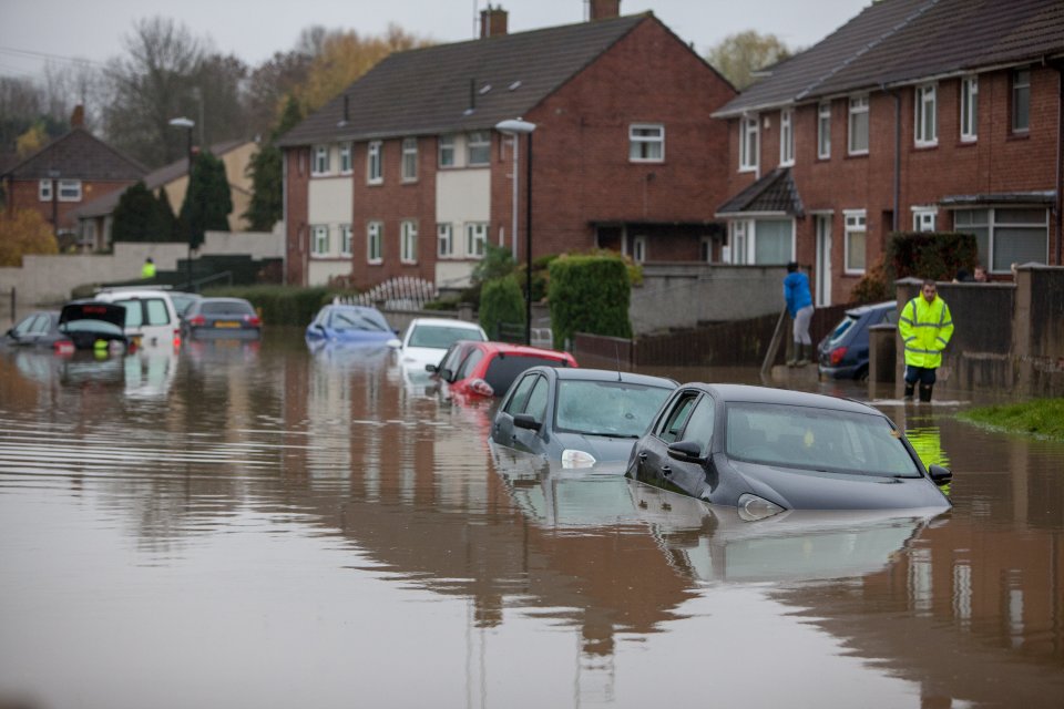  The water was up to the vehicles' wing mirrors after the South West was battered by the tail end of Storm Angus