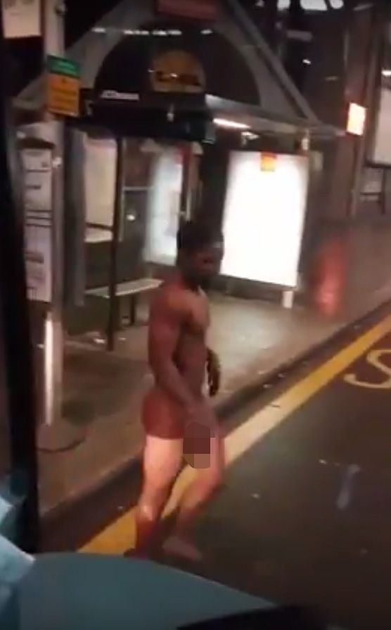  This is the bizarre moment a totally naked man gets on board a London bus