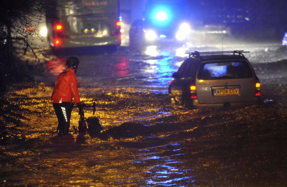  Drivers also encountered serious flooding this evening in the rural village of Menston, West Yorks., as Storm Angus continued to batter the UK