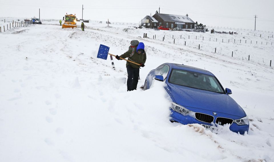  A shovel is the only way to recover this flash motor after it got stranded by the sudden blast of winter