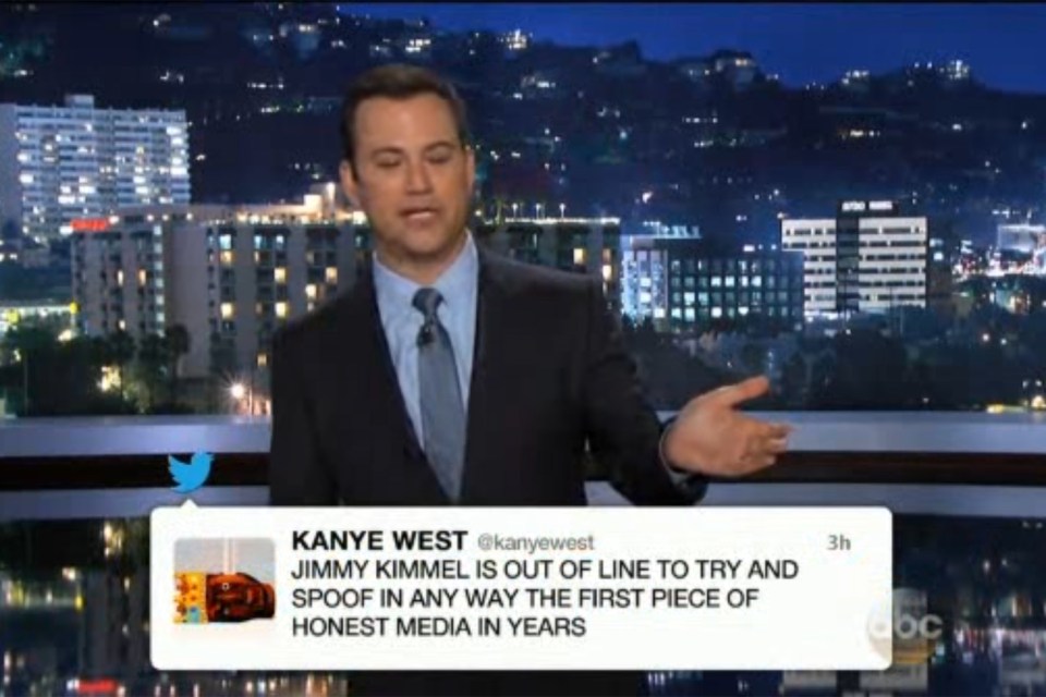  Jimmy Kimmel angers Kanye after spoofing an interview he did with the BBC