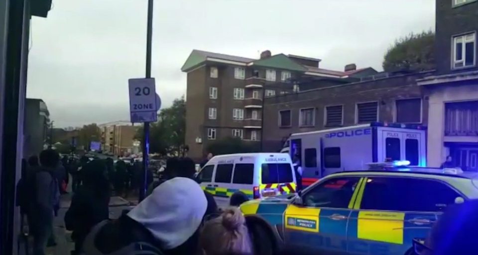  One police officer was knocked to the ground in the attack