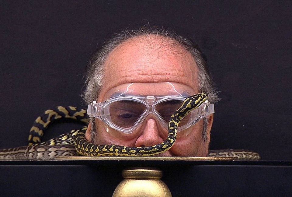  Danny Baker had a snake slithering over his face