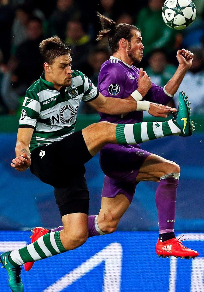  Bale was hurt after a confrontation with Sporting's Sebastian Coates