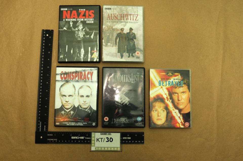  Mair's collection of DVDs include Schindler's List and BBC documentaries on the Nazis