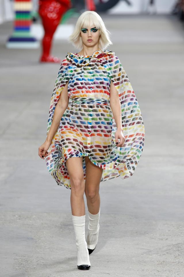  Models sported rainbow eye make-up on the catwalk for Chanel