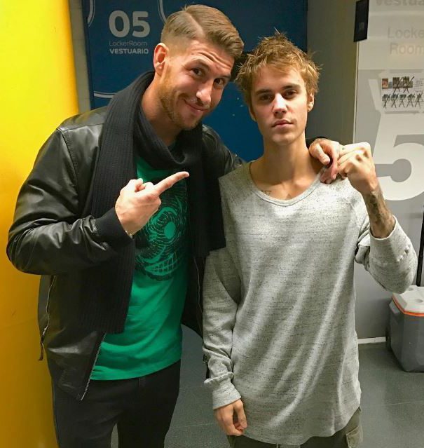  Real ace Sergio Ramos backstage with Justin Bieber