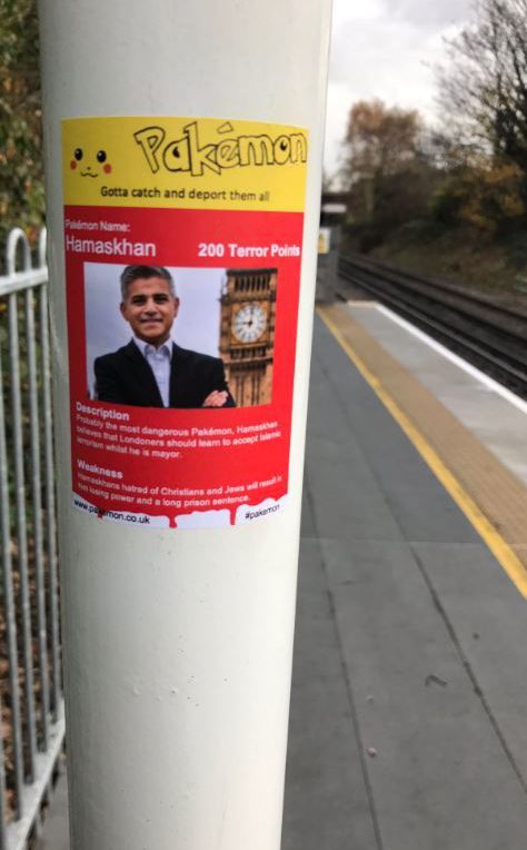  Pakémon ... police are investigating series of 'appallingly racist' stickers depicting high profile Muslims, with the 'most dangerous' being Sadiq Khan