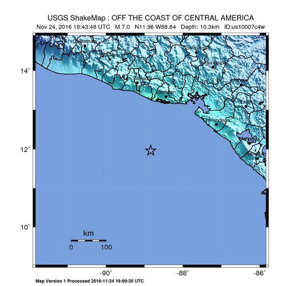  The quake struck around 75 miles off the coast of El Salvador