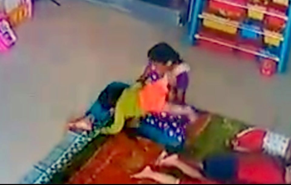  Shocking footage emerged showing the little girl being tossed around like a rag doll by her carer