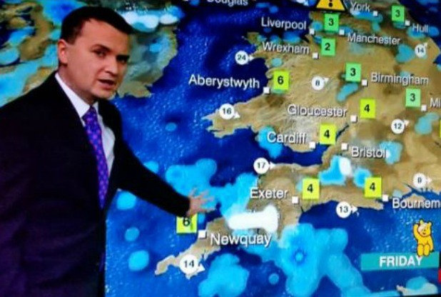  The 'p****' cloud' appeared during a BBC weather forecast heading towards Devon