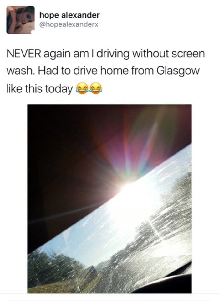  Hope Alexander posted a picture of her dirty windscreen, which was then passed onto police