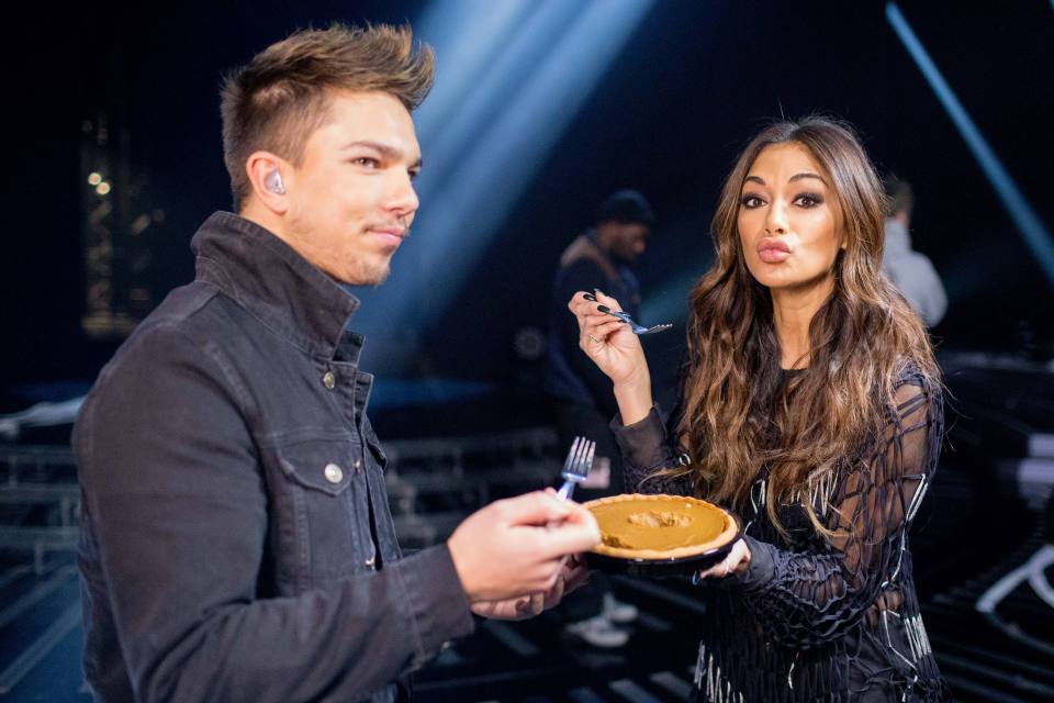  Nicole Scherzinger and Matt Terry tuck into some pumpkin pie during X Factor rehearsals