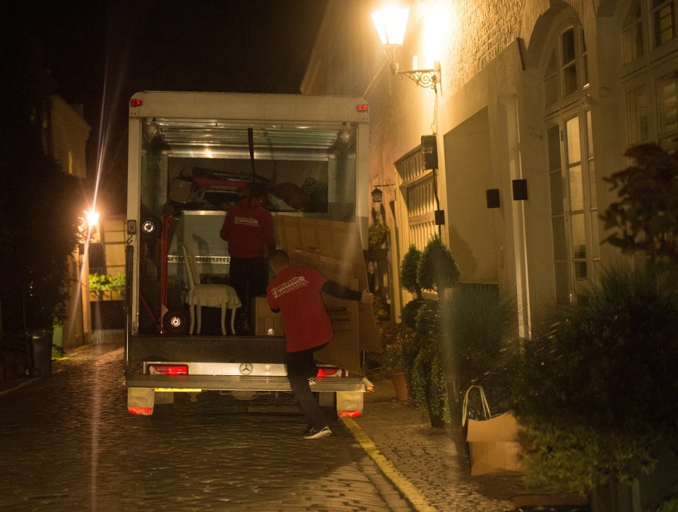 Removal men were seen moving her belongings out of Knightsbridge house