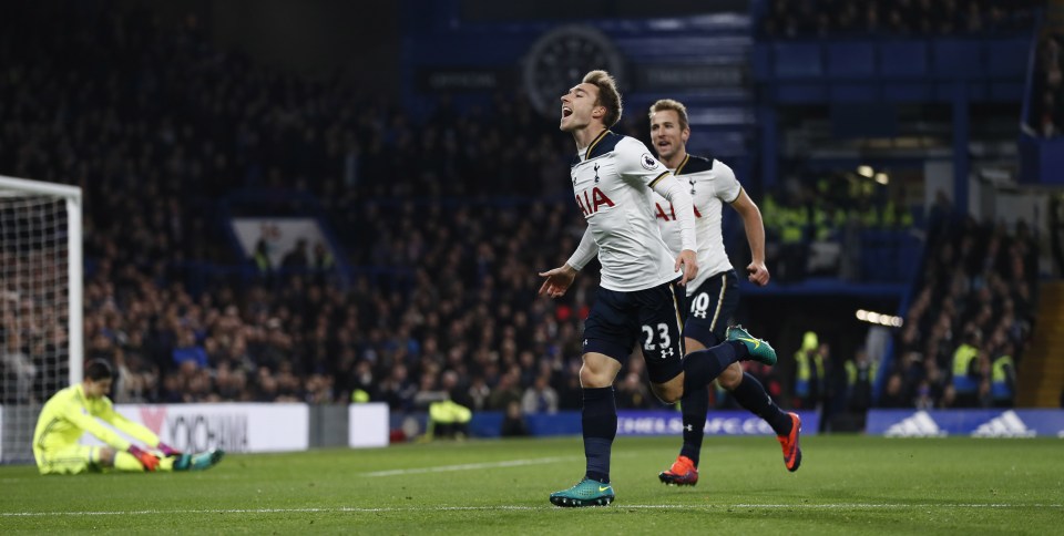  Christian Eriksen celebrates his first goal of the season after 16 shots without scoring